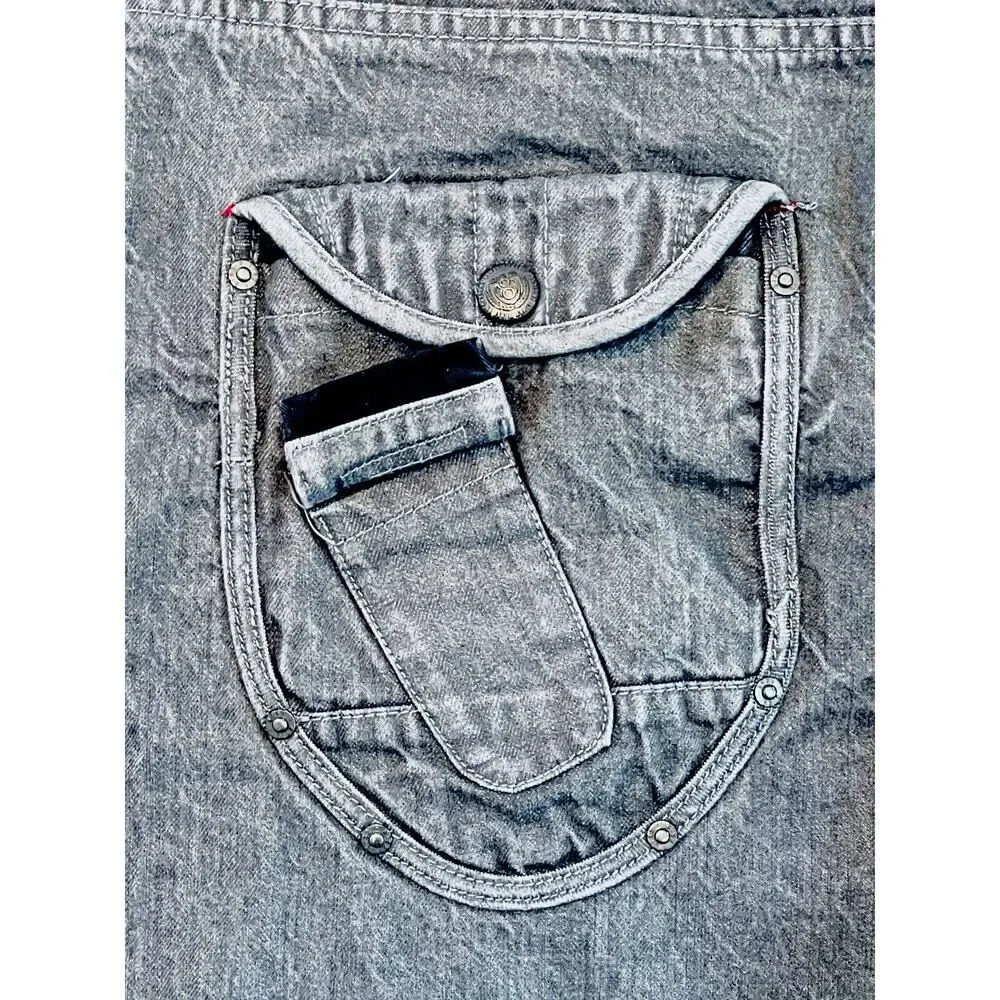 Eight 732 Jeans Mens 46x35 Relaxed Baggy Gray Heavy Denim Urban Streetwear Y2K